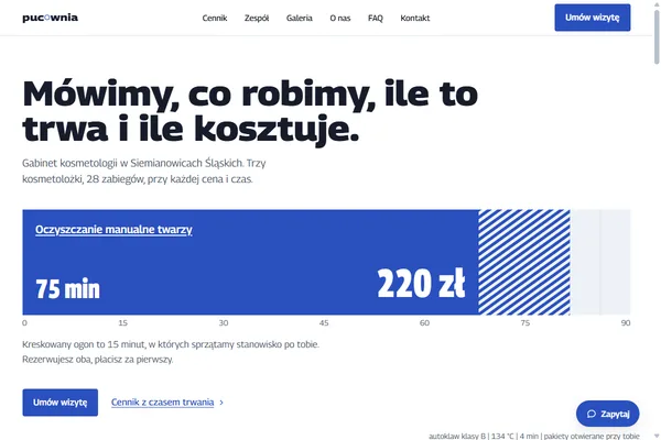 Strona główna dema Pucownia na dużym ekranie